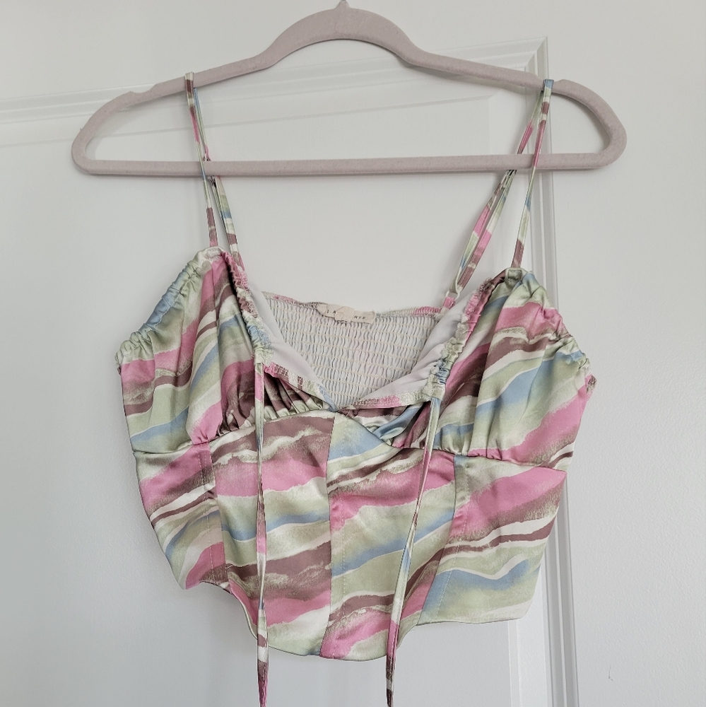 LA Hearts Satin Crop Top